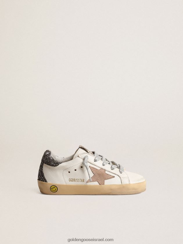 ילדים Golden Goose סופר-סטאר ג'וניור עם כוכב אגוזי לוז ולשונית עקב נצנצים 246D24846