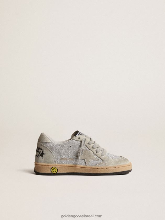 ילדים Golden Goose כוכב כדור ג'וניור בצבע נצנצים עם תוספות זמש אפור קרח 246D24858