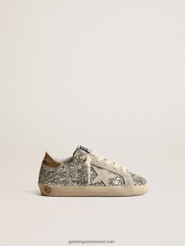 ילדים Golden Goose סופר-סטאר ג'וניור בנצנצים עם כוכב זמש וכרטיסיית עקב זהב 246D24860