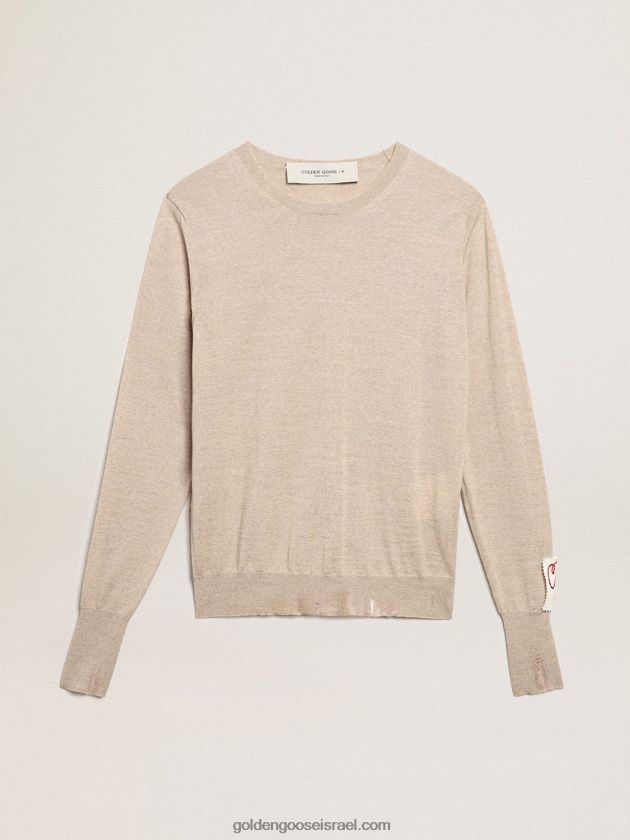 נשים Golden Goose סוודר קולקציה בצמר מרינו חום בהיר 246D241003