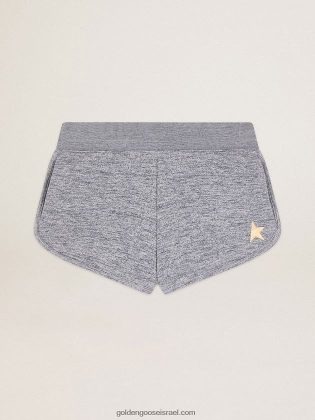 נשים Golden Goose מכנסיים קצרים בצבע אפור מלאנג' עם כוכב זהב 246D241004
