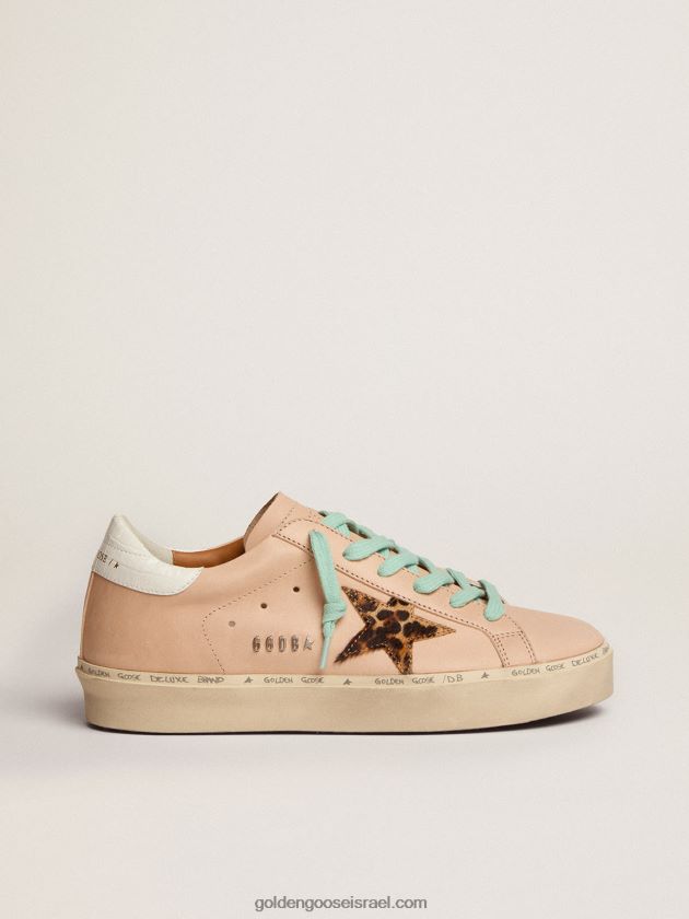 נשים Golden Goose נעלי ספורט היי כוכב עם כוכב פוני בהדפס נמר ולשונית עקב עור בהדפס תנין לבן 246D24118