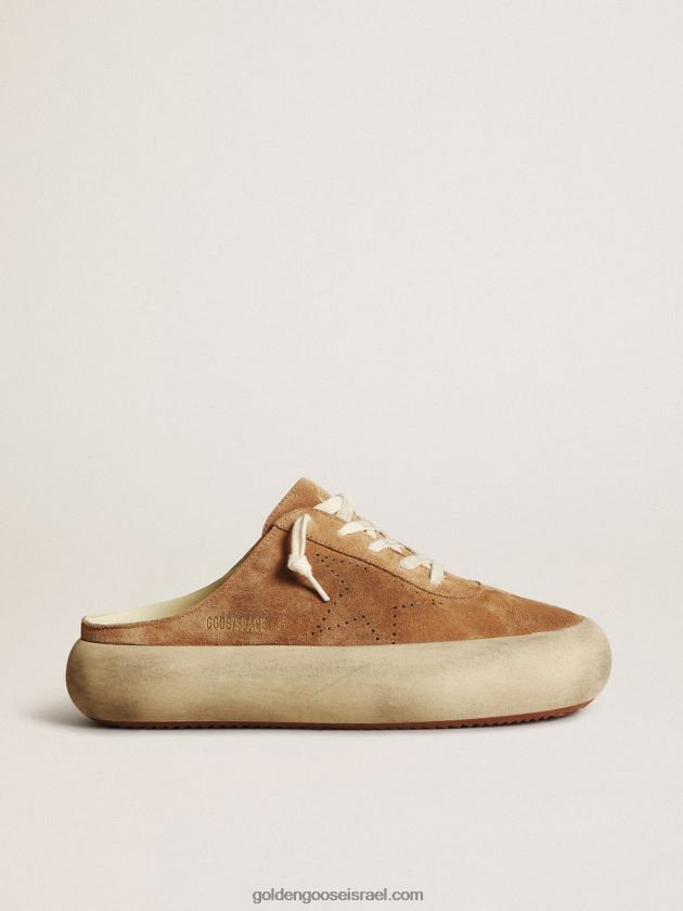 נשים Golden Goose חבלנים כוכבי חלל מזמש בצבע טבק עם כוכב מחורר 246D24150