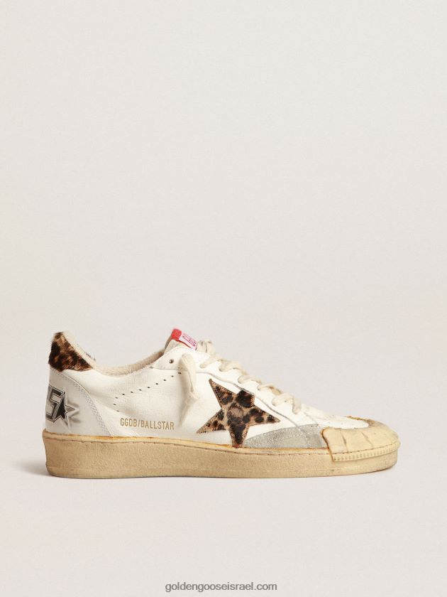 נשים Golden Goose כוכב כדור בנאפה עם כוכב פוני בהדפס נמר וכרטיסיית עקב 246D24152