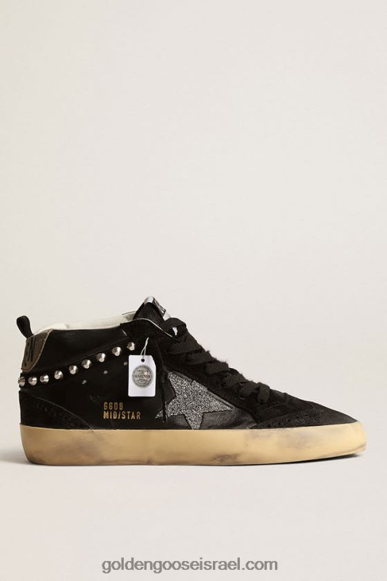 נשים Golden Goose כוכב אמצע בנאפה שחורה וזמש עם כוכב קריסטל סברובסקי 246D24161