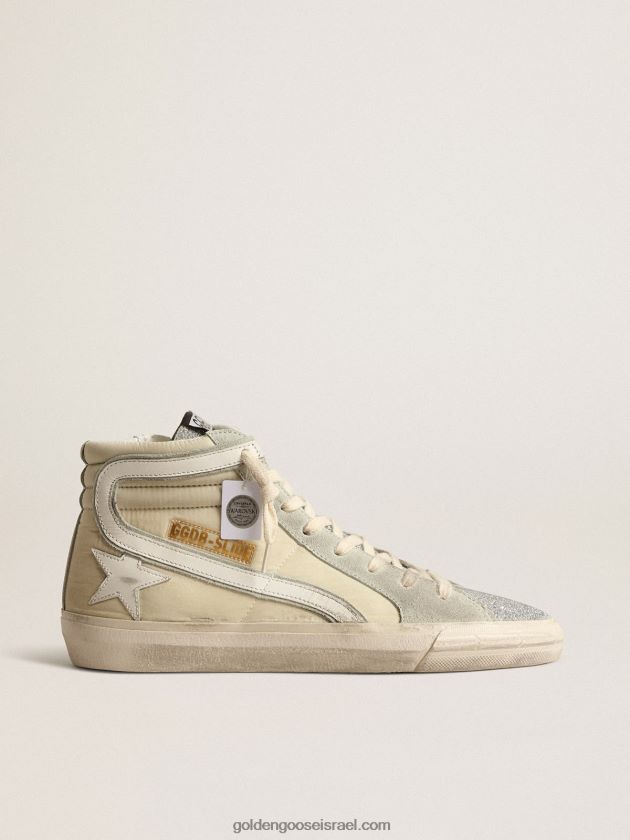 נשים Golden Goose מגלשה בניילון שנהב עם כוכב ופלאש עור לבן 246D24162