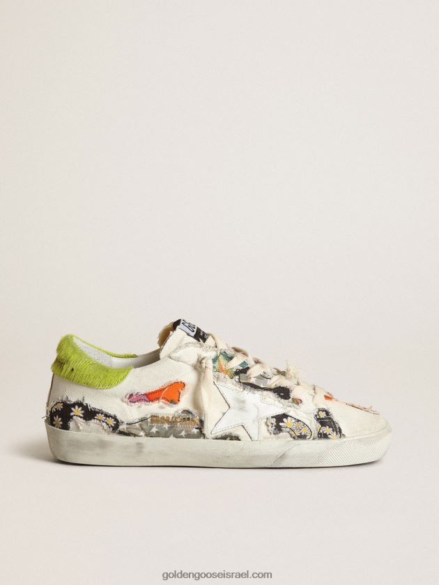 נשים Golden Goose מעבדת כוכבי על עם הדפסים ססגוניים וכוכב עור לבן 246D24170