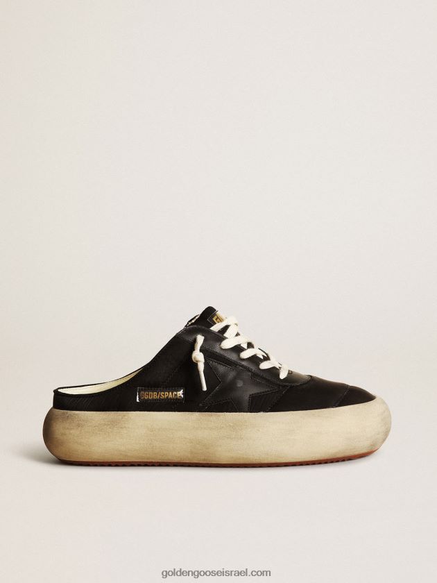 נשים Golden Goose חבלנים כוכבי חלל בניילון שחור עם כוכב עור שחור 246D24173