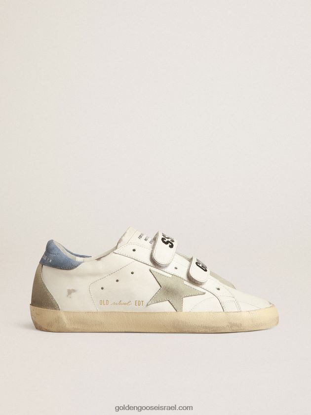 נשים Golden Goose אולד סקול עם כוכב זמש אפור קרח וכרטיסיית עקב תכלת 246D24185