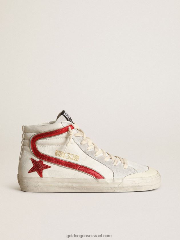 נשים Golden Goose מגלשה עם כוכב ופלאש מעור למינציה אדום 246D24187