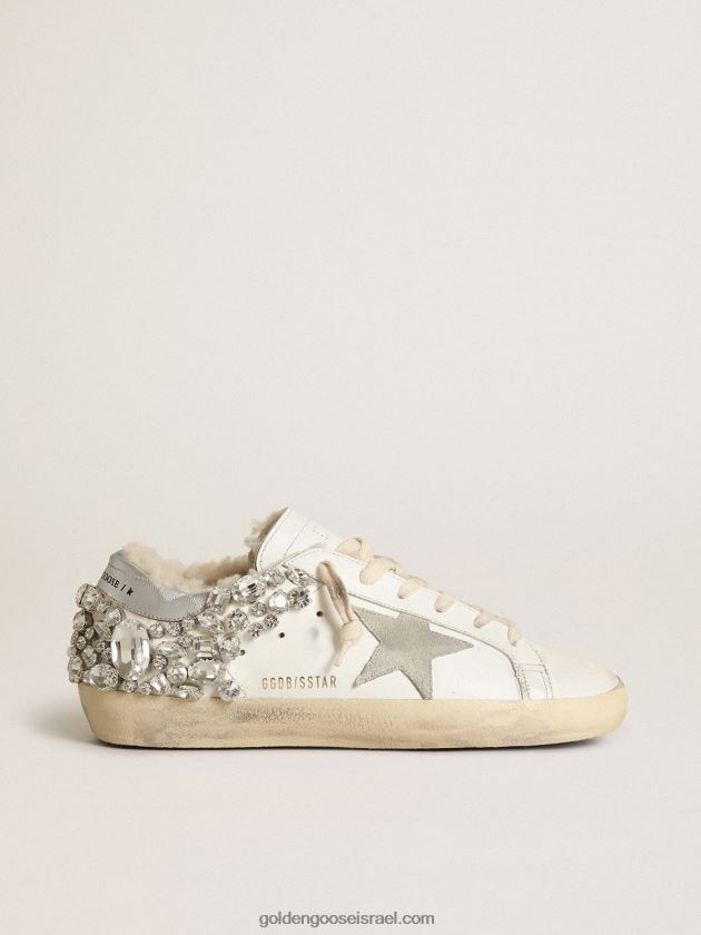 נשים Golden Goose נעלי ספורט סופר-סטאר עם בטנה גזירה וקריסטלים דקורטיביים 246D24189