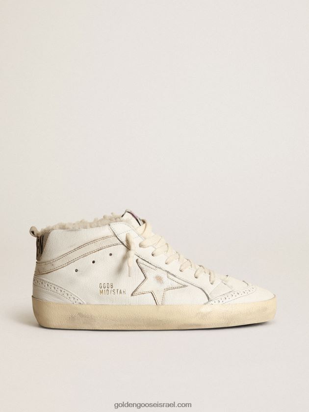 נשים Golden Goose כוכב אמצע בנאפה עם כוכב ומבריק מעור לבן מבריק 246D24192
