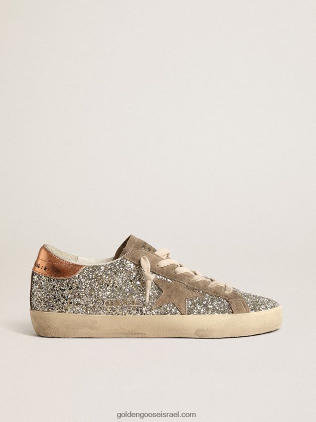 נשים Golden Goose כוכב-על בגליטר פלטינה עם כוכב זמש אפור יונה 246D24196