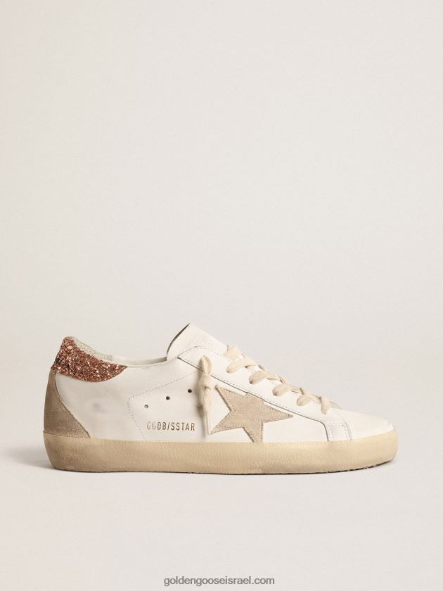 נשים Golden Goose כוכב על עם כוכב זמש וכרטיסיית עקב נצנצים בצבע ורוד אפרסק 246D24197