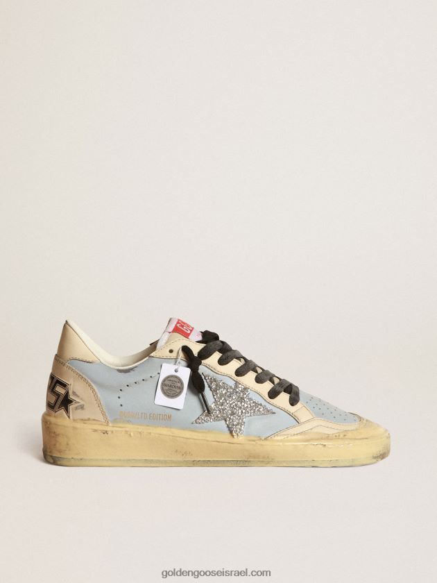נשים Golden Goose מעבדת כוכבי כדור מעור כחול בהיר מעושן עם כוכב סברובסקי 246D24202