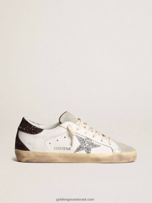 נשים Golden Goose כוכב על עם כוכב כסוף ולשונית עקב נצנצים חומה 246D24210