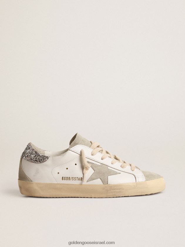 נשים Golden Goose כוכב-על עם כוכב אפור וכרטיסיית עקב נצנצים כסופה 246D24216