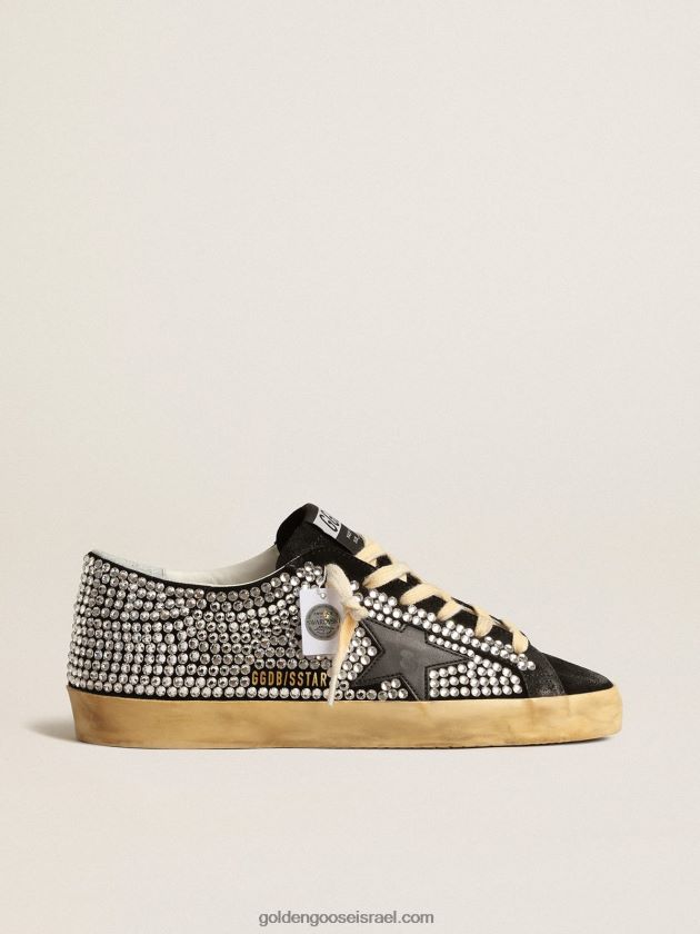 נשים Golden Goose סופר-סטאר בע"מ עם גבישי סברובסקי וכוכב עור שחור 246D24235