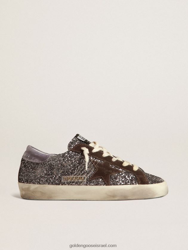 נשים Golden Goose כוכב-על בנצנצים עם כוכב חום וכרטיסיית עקב לילך 246D24240