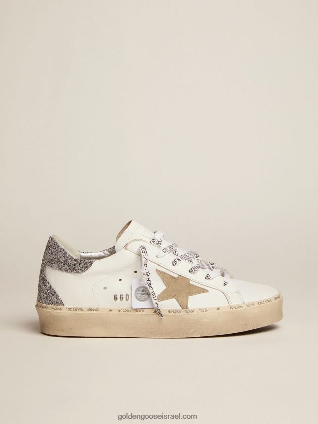 נשים Golden Goose נעלי סניקרס היי כוכב עם כוכב זמש אפור יונה וכרטיסיית עקב במיקרו קריסטלים של סברובסקי 246D24251