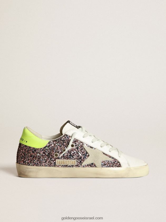 נשים Golden Goose נעלי סניקרס כוכבי על בצבעי נצנצים אפורים וורודים עם כוכב זמש אפור קרח 246D24265