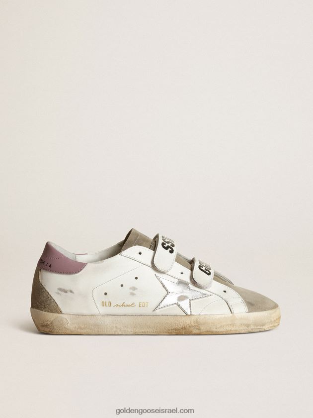 נשים Golden Goose נעלי ספורט עתיקות עם כוכב למינציה מעור כסוף ותוספות זמש אפור יונה 246D24266