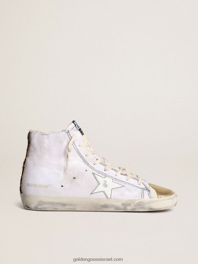 נשים Golden Goose סניקרס מעבדה פרנסי עם כוכב עור לבן ובוהן עור מטאלי זהב 246D2428