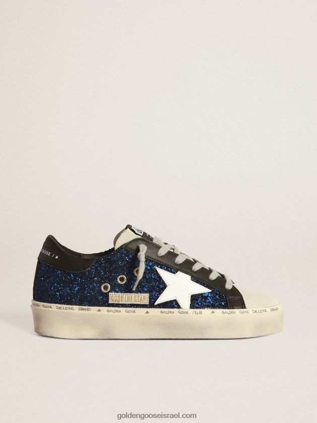 נשים Golden Goose היי סניקרס כוכב מזמש עם נצנצים כחולים 246D2439
