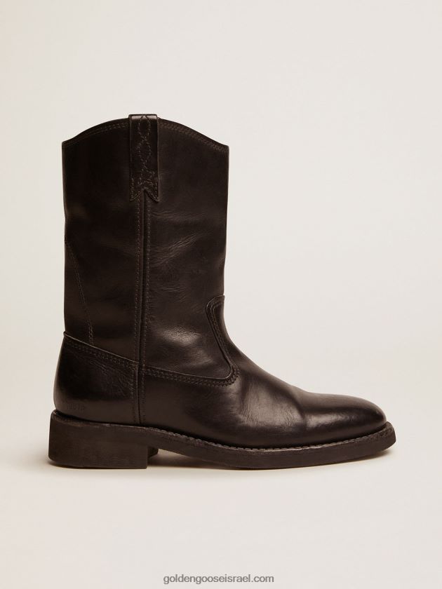 נשים Golden Goose מגפי אופנוענים מעור שחור 246D24428