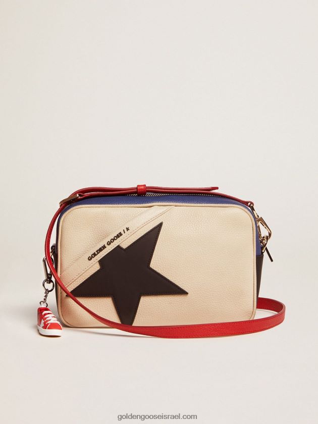 נשים Golden Goose תיק כוכב עשוי מעור חלוקי עם כוכב שחור 246D24465