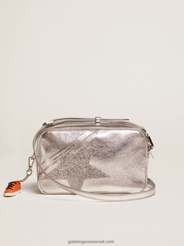 נשים Golden Goose תיק כוכב כסף עשוי עור למינציה עם כוכב סברובסקי 246D24479