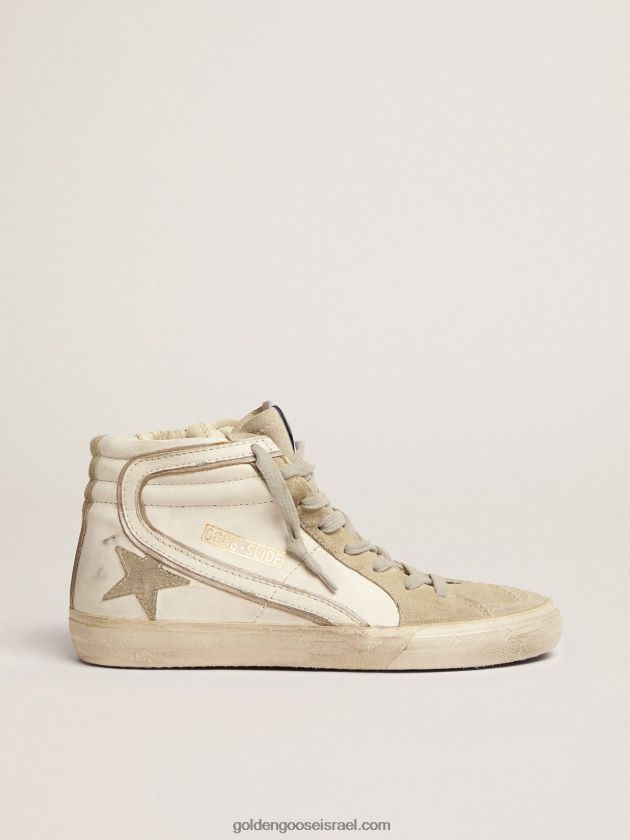 נשים Golden Goose נעלי סניקרס עם כוכב זמש אפור קרח ופלאש עור לבן 246D2451