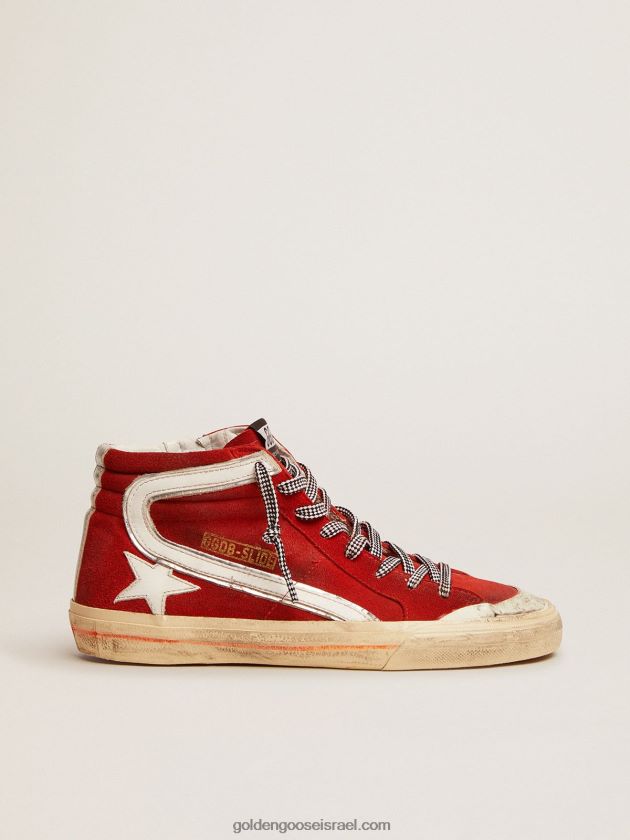 גברים Golden Goose נעלי סניקרס פנסטאר בזמש אדום עם פרטים לבנים 246D24540