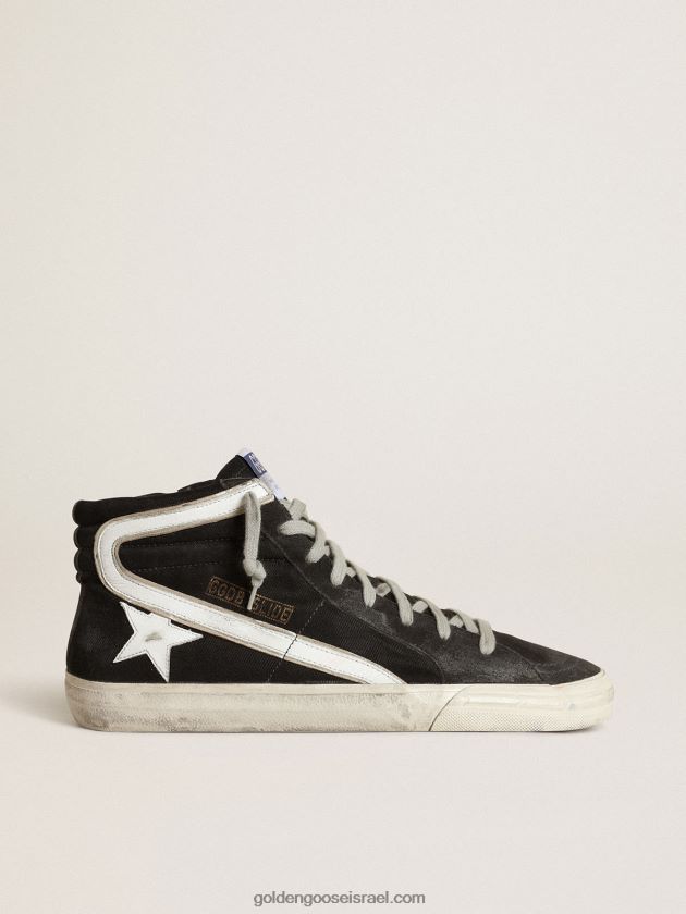 גברים Golden Goose שקף בג'ינס כחול נייבי עם כוכב ופלאש עור לבן 246D24554