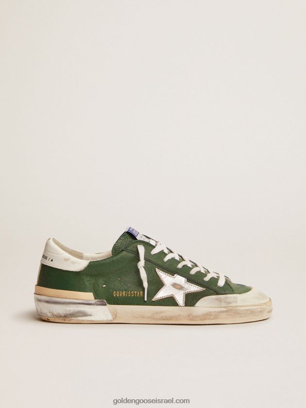 גברים Golden Goose סניקרס כוכבי על מעור ירוק ומולטי פוקס 246D24580