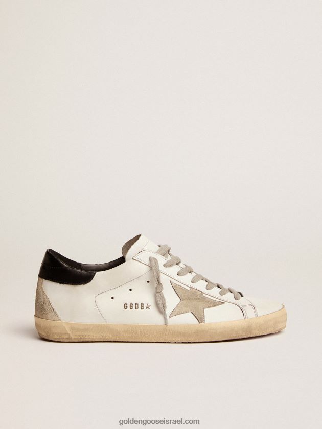 גברים Golden Goose נעלי ספורט כוכב-על עם לשונית עקב שחורה וכיתוב חתיך ממתכת 246D24581