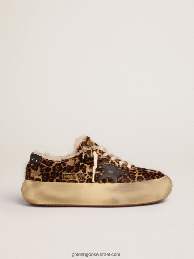 גברים Golden Goose נעלי כוכב חלל בעור פוני עם הדפס בעלי חיים עם בטנה מזירה 246D24584