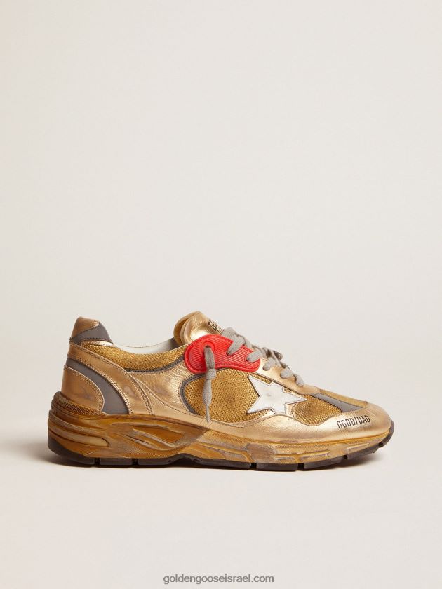 גברים Golden Goose נעלי ספורט זהב עם כוכב אבא עם גימור מעוצב 246D24590