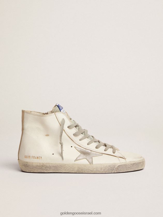 גברים Golden Goose סניקרס פרנסי מעור עם כוכב כסף 246D24592