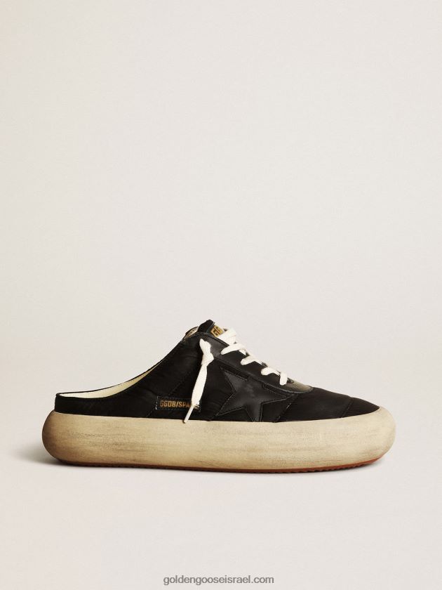 גברים Golden Goose חבלנים כוכבי חלל בניילון שחור עם כוכב עור שחור 246D24608