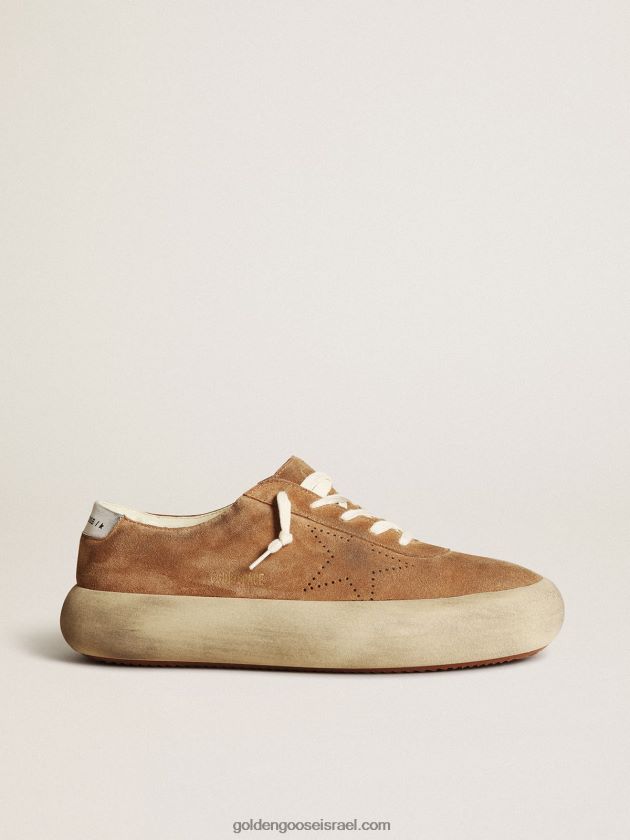 גברים Golden Goose כוכב חלל בזמש בצבע טבק עם כוכב מחורר 246D24611