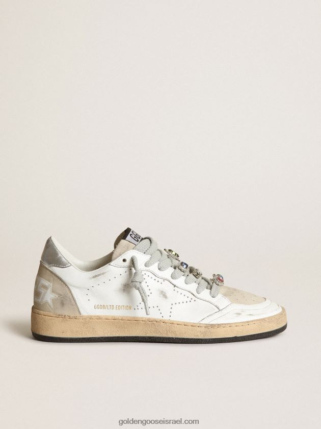 נשים Golden Goose נעלי ספורט מעבדה כדור כוכב מעור לבן עם כוכב מחורר 246D2462
