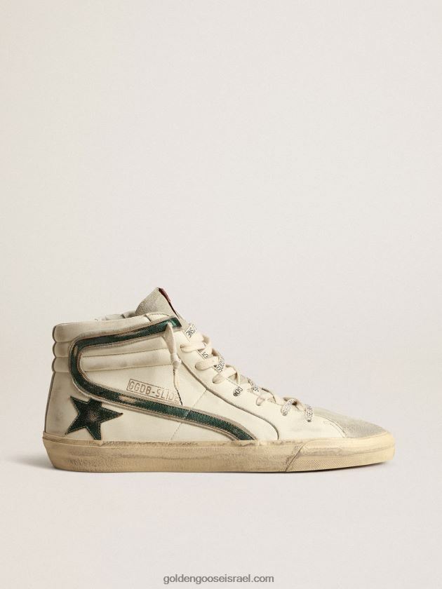 גברים Golden Goose שקף בנאפה בז' עם כוכב ופלאש מעור למינציה ירוקה 246D24620