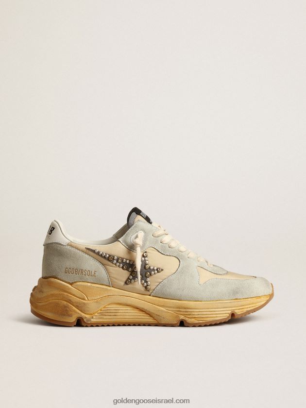גברים Golden Goose סוליית ריצה באפור קרח עם כוכב זמש משובץ 246D24625