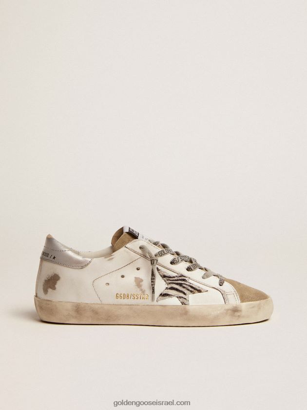 נשים Golden Goose נעלי ספורט כוכב-על עם כוכב פוני בהדפס זברה 246D2464
