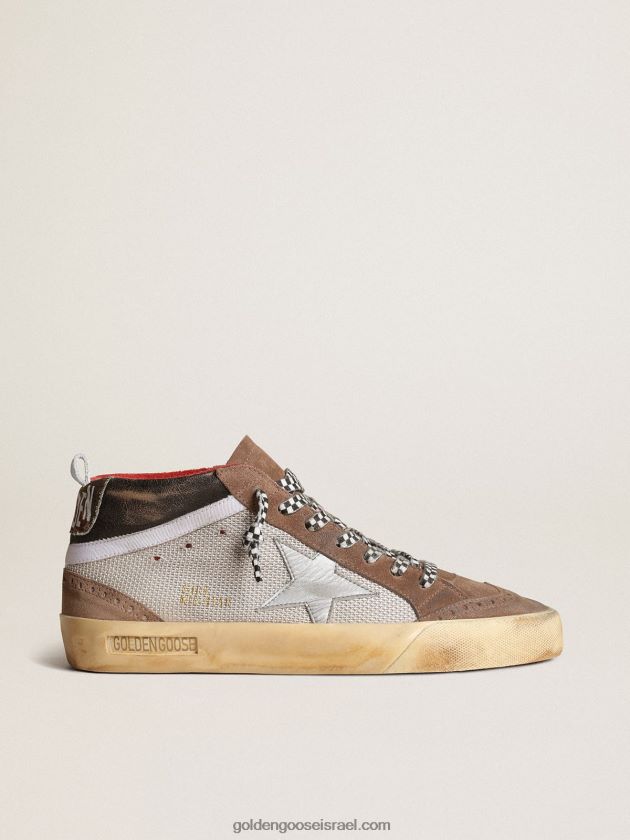גברים Golden Goose כוכב אמצע ברשת וזמש עם כוכב עור כסוף 246D24642