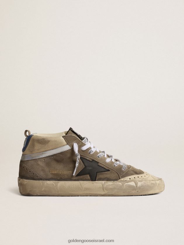 גברים Golden Goose מעבדת כוכב באמצע בזמש אפור קרח עם כוכב שחור 246D24643