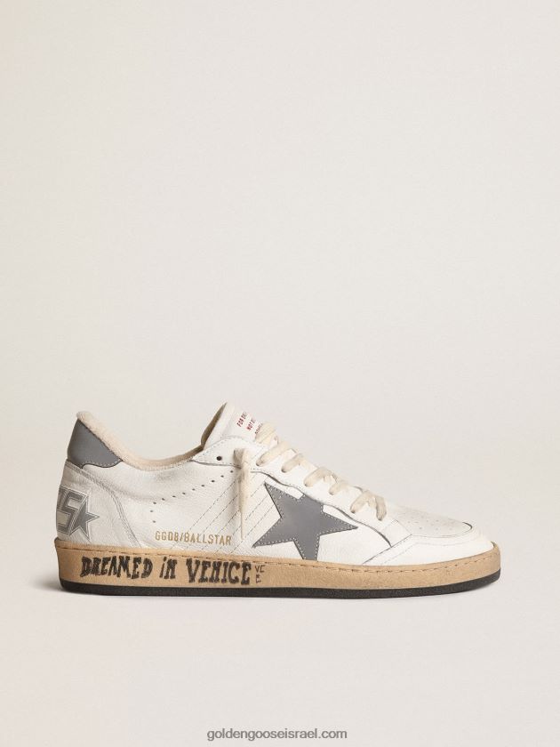 גברים Golden Goose כוכב כדור בנאפה עם כוכב ניילון מחזיר אור אפור ולשונית עקב 246D24644