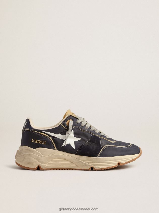 גברים Golden Goose סוליית ריצה בניילון כחול עם כוכב מודפס לבן 246D24652