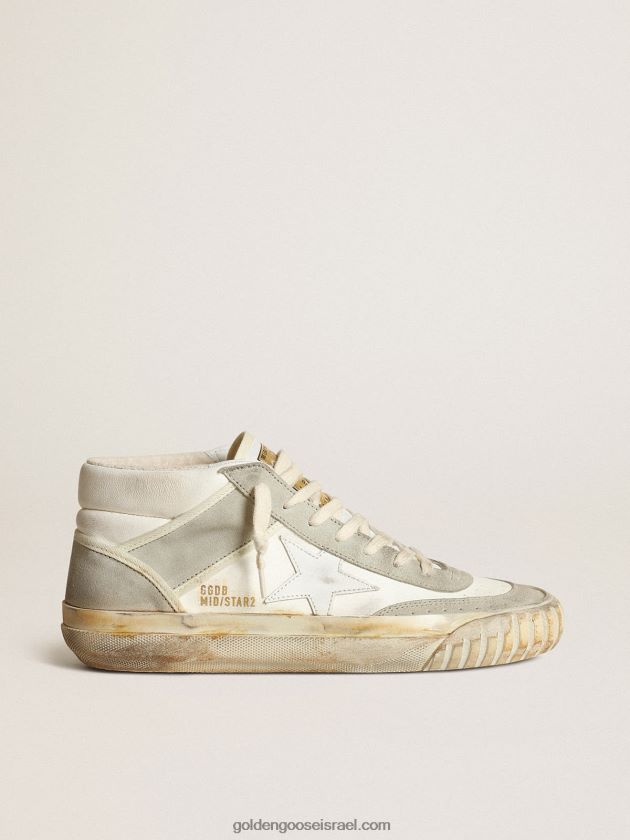 גברים Golden Goose כוכב באמצע עם תוספות זמש אפור קרח וכוכב לבן 246D24660